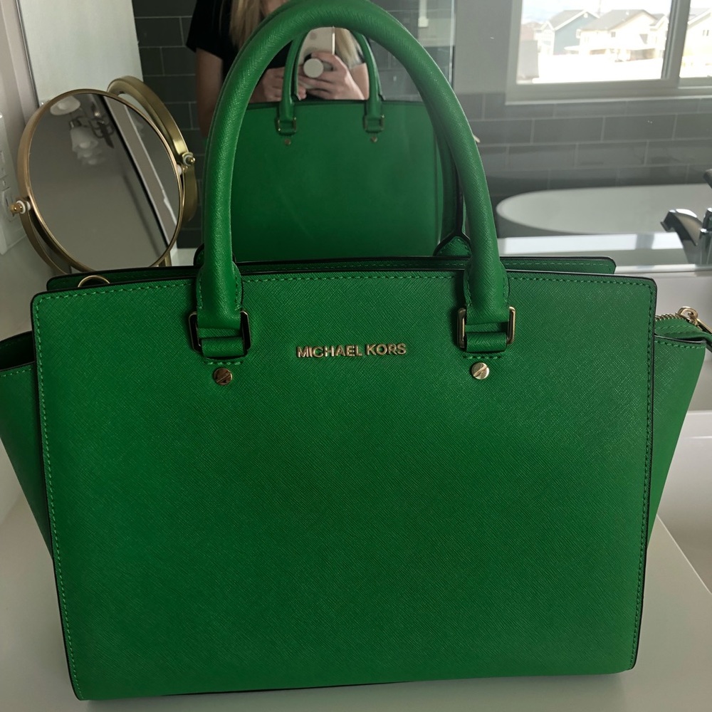 Michael Kors Green Selma Large Satchel